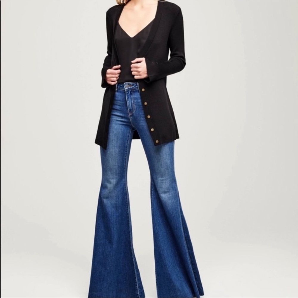L’Agence woman’s Lucas black long Rib cardigans sweater - Picture 2 of 11